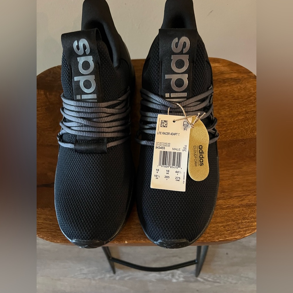 adidas Men's Black and Gray Lite Racer  Slip-On Sneakers